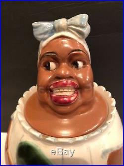 Black Americanaweller Potterywoman/ Watermelon Cookie Jarextremely Rare