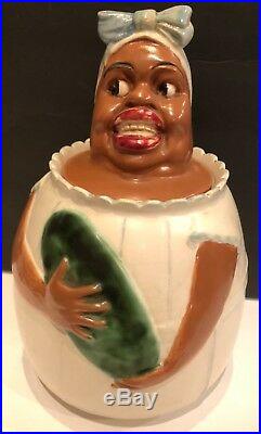 Black Americanaweller Potterywoman/ Watermelon Cookie Jarextremely Rare