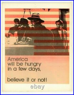 Black Civil Rights Original 1970 Poster End Black Oppression Upside Down Flag