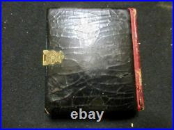 Black Lacquer Embedded MOP Paper Mache Painted Dect'n Double Daguerreotype Case