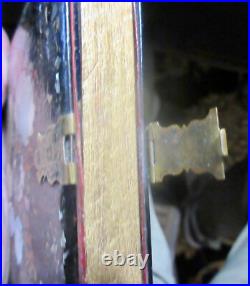 Black Lacquer Embedded MOP Paper Mache Painted Dect'n Double Daguerreotype Case