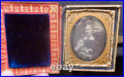 Black Lacquer Embedded MOP Paper Mache Painted Dect'n Double Daguerreotype Case