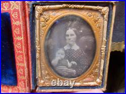 Black Lacquer Embedded MOP Paper Mache Painted Dect'n Double Daguerreotype Case