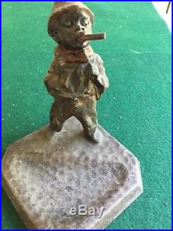 Black Memorabilia Child nodder smoking metal ashtray