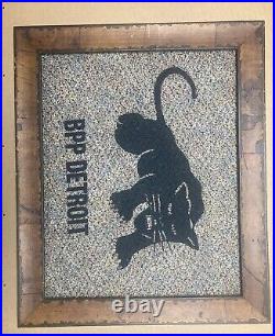 Black Panther Party Vintage Doorstep/Wall Rug Signage In Frame Detroit 1970s/80s
