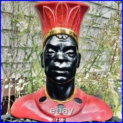 Blackamoor Black Americana Art TV Lamp MCM 1950 VTG Nubian Male King Statue Bust