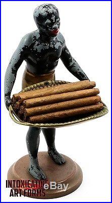 Blackamore Ornate Cast Iron Cigar Holder Antique