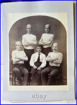 Bowdoin College Rowing Team Albumen Photo + Boathouse Cabinet Card Maine 1800s