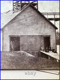 Bowdoin College Rowing Team Albumen Photo + Boathouse Cabinet Card Maine 1800s