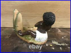 Boy Fishing Alligator Black Americana Dish Bowl Decoration