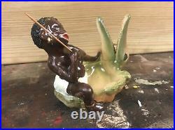 Boy Fishing Alligator Black Americana Dish Bowl Decoration