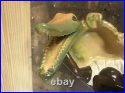 Boy Fishing Alligator Black Americana Dish Bowl Decoration