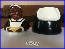 Brayton Laguna Black Maid Cookie Jar With Matching Salt & Pepper Shakers. Rare