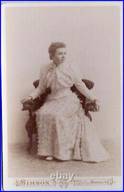 Buffalo NY Pretty Victorian Young Woman 1892 Antique Cabinet Card Albumen Photo