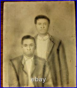 C. 1900 African-american Brothers Original Charcoal Portrait Photograh