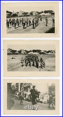 C. 1930 Photo Snapshot Lot of 17 Portsmouth, NH Soldiers Parade Biplane Band