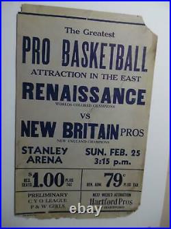 C. 1940 New York Renaissance Rens Basketball Colored Champions Window Card Poster