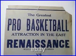 C. 1940 New York Renaissance Rens Basketball Colored Champions Window Card Poster