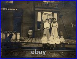 C1900 SIOUX CENTER Railroad Depot Station Antique Vintage Photo Train Dog IOWA