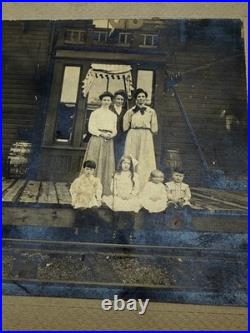 C1900 SIOUX CENTER Railroad Depot Station Antique Vintage Photo Train Dog IOWA