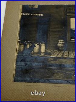 C1900 SIOUX CENTER Railroad Depot Station Antique Vintage Photo Train Dog IOWA