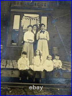 C1900 SIOUX CENTER Railroad Depot Station Antique Vintage Photo Train Dog IOWA
