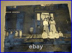 C1900 SIOUX CENTER Railroad Depot Station Antique Vintage Photo Train Dog IOWA