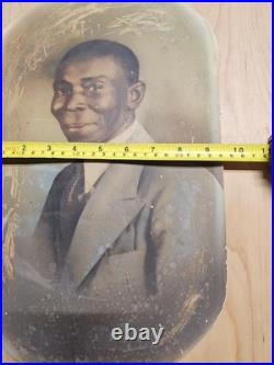 C1910 African American Man Convex Crayon Portrait Black Americana 9x15