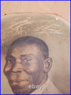 C1910 African American Man Convex Crayon Portrait Black Americana 9x15