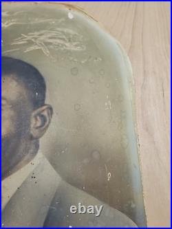C1910 African American Man Convex Crayon Portrait Black Americana 9x15