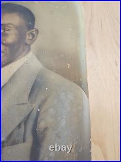 C1910 African American Man Convex Crayon Portrait Black Americana 9x15
