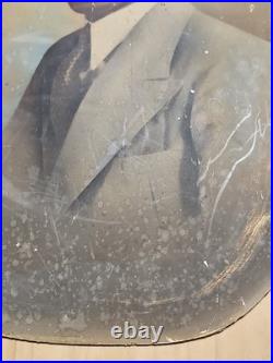 C1910 African American Man Convex Crayon Portrait Black Americana 9x15
