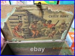 CABIN HOME CIGAR BOX 1880s LOG CABIN SHAPED BLACK AMERICANA LITHO EXC+ CONDITION