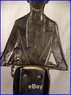 Ca1920 Antique BLACK AMERICANA Cast Iron Statue SMOKING STAND Man BUTLER Ashtray