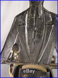 Ca1920 Antique BLACK AMERICANA Cast Iron Statue SMOKING STAND Old BUTLER Ashtray