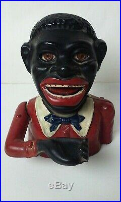 Cast Iron John Harper Jolly Mechanical Bank Black Americana Toy Money Box Uk