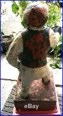 Cast Iron Lawn Jockey With Kerosene Lantern