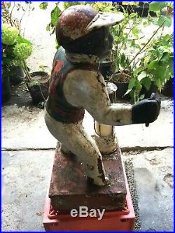 Cast Iron Lawn Jockey With Kerosene Lantern