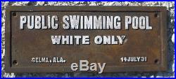 Cast Iron Swimming Pool White Only Black Americana Segregation Sign Free Ship