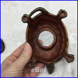 Cast Iron Turtle Inkwell Antique Boy Hand Painted 328 Black Americana Metal