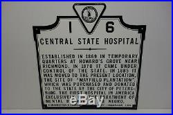 Central State Mental Hospital MENTAL DISEASE IN. HEAVY STEEL ENAMEL SIGN