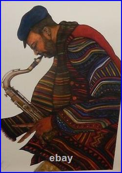 Charles Bibbs Jazzin Hand Signed In Pencil African American Color Print