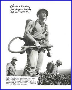 Charles Lindberg Won Silver Star For Bravery Inscribed Photograph At Iwo Jima