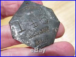 Charleston SC Antique Slave Servant metal Tag 1862 #146 Corners Bent