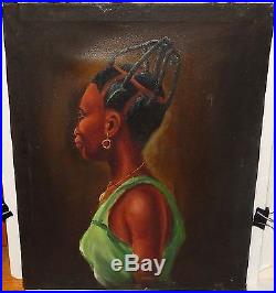 Christo Black Woman With Braids Oil On Canvas Painting