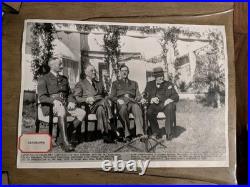 Churchill, Roosevelt, Giraud, & De-Gaulle In Casablanca 1943 12 X 17 AP Wirephoto