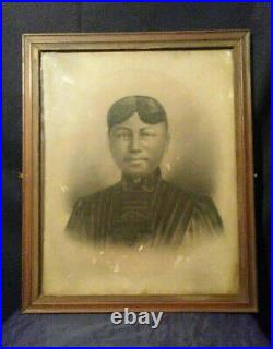 Circa 1880's African American Woman Original Charcoal Photo Portrait Cherokee