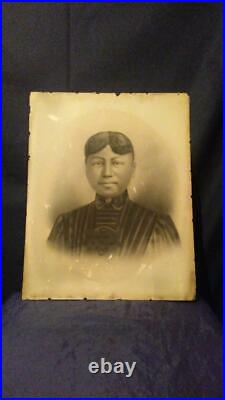 Circa 1880's African American Woman Original Charcoal Photo Portrait Cherokee