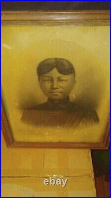 Circa 1880's African American Woman Original Charcoal Photo Portrait Cherokee