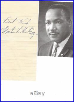 Civil Rights Leader Dr. Martin Luther King Jr. His Autograph